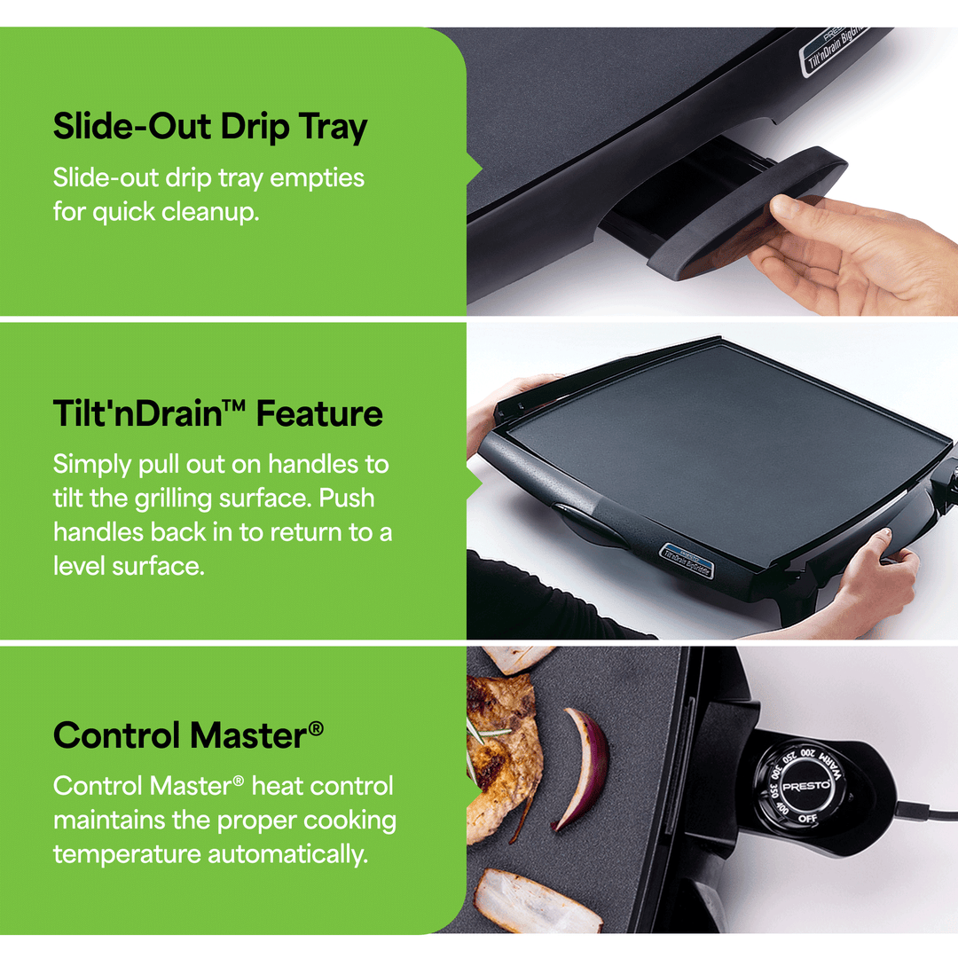 Presto Tilt 'n Drain Electric BigGriddle with Nonstick Ceramic Cooking Surface