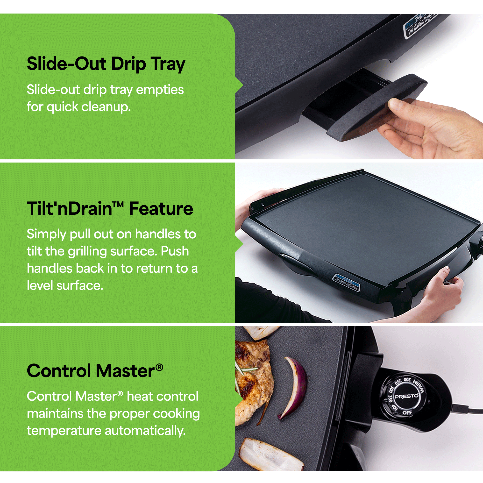 Presto Tilt 'n Drain Electric BigGriddle with Nonstick Ceramic Cooking Surface (Used)