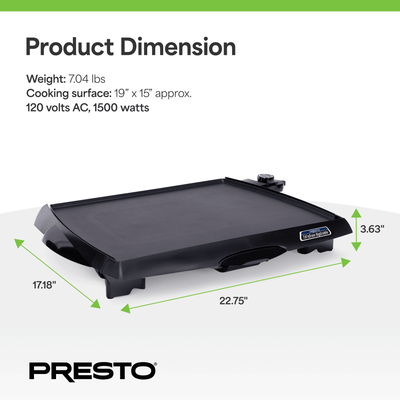 Presto Tilt 'n Drain BigGriddle w/Nonstick Ceramic Cooking Surface (Open Box) - VMInnovations