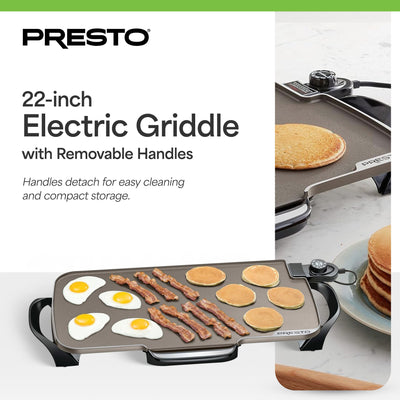Presto 22" Electric Griddle with Removable Handles & Ceramic Nonstick (Open Box) - VMInnovations