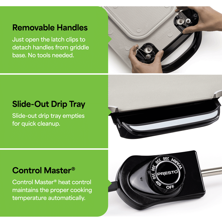 Presto 22in. Electric Griddle with Removable Handles & Ceramic Nonstick Surface