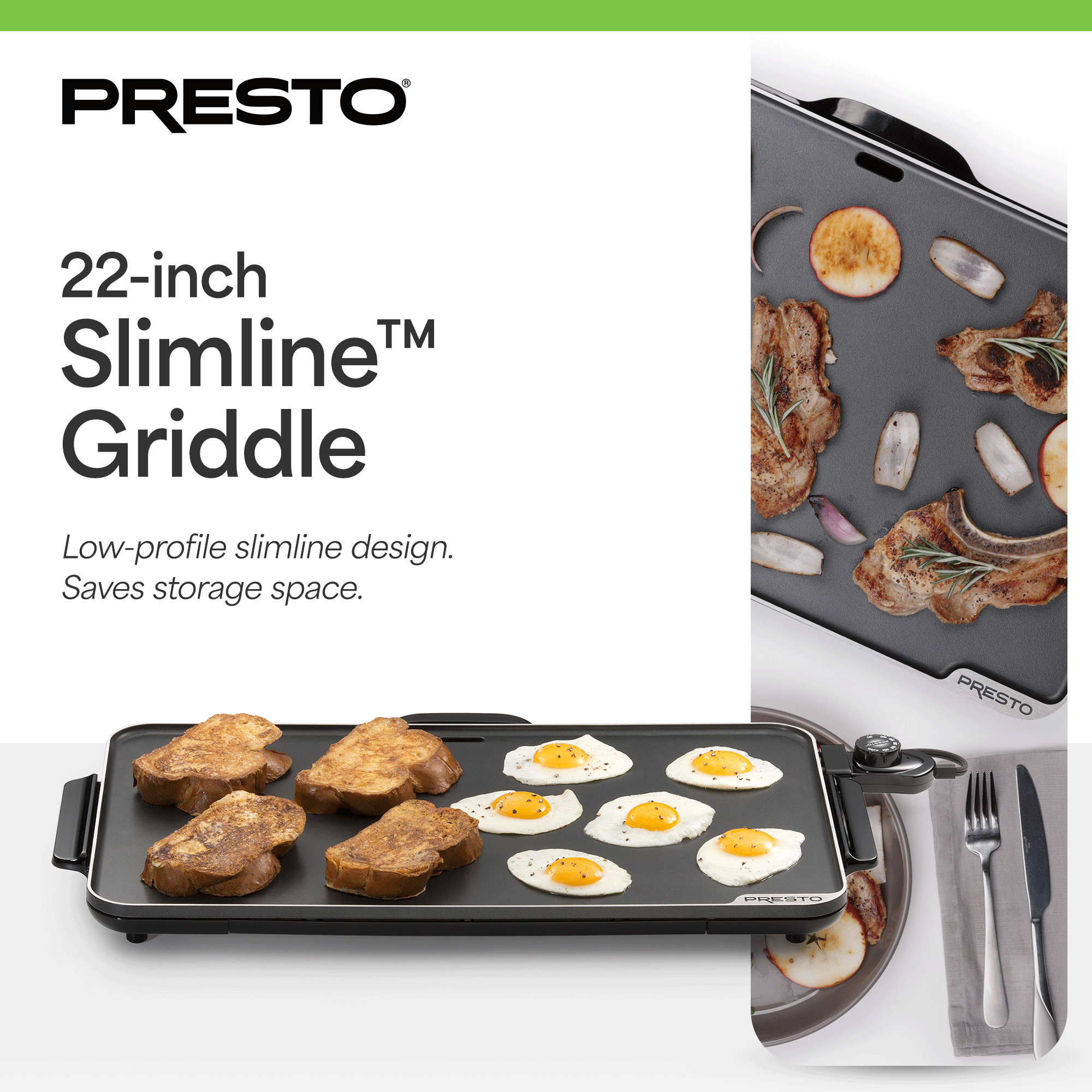 Presto 22" Griddle w/Removable Handles & Ceramic Nonstick Surface (Open Box) - VMInnovations