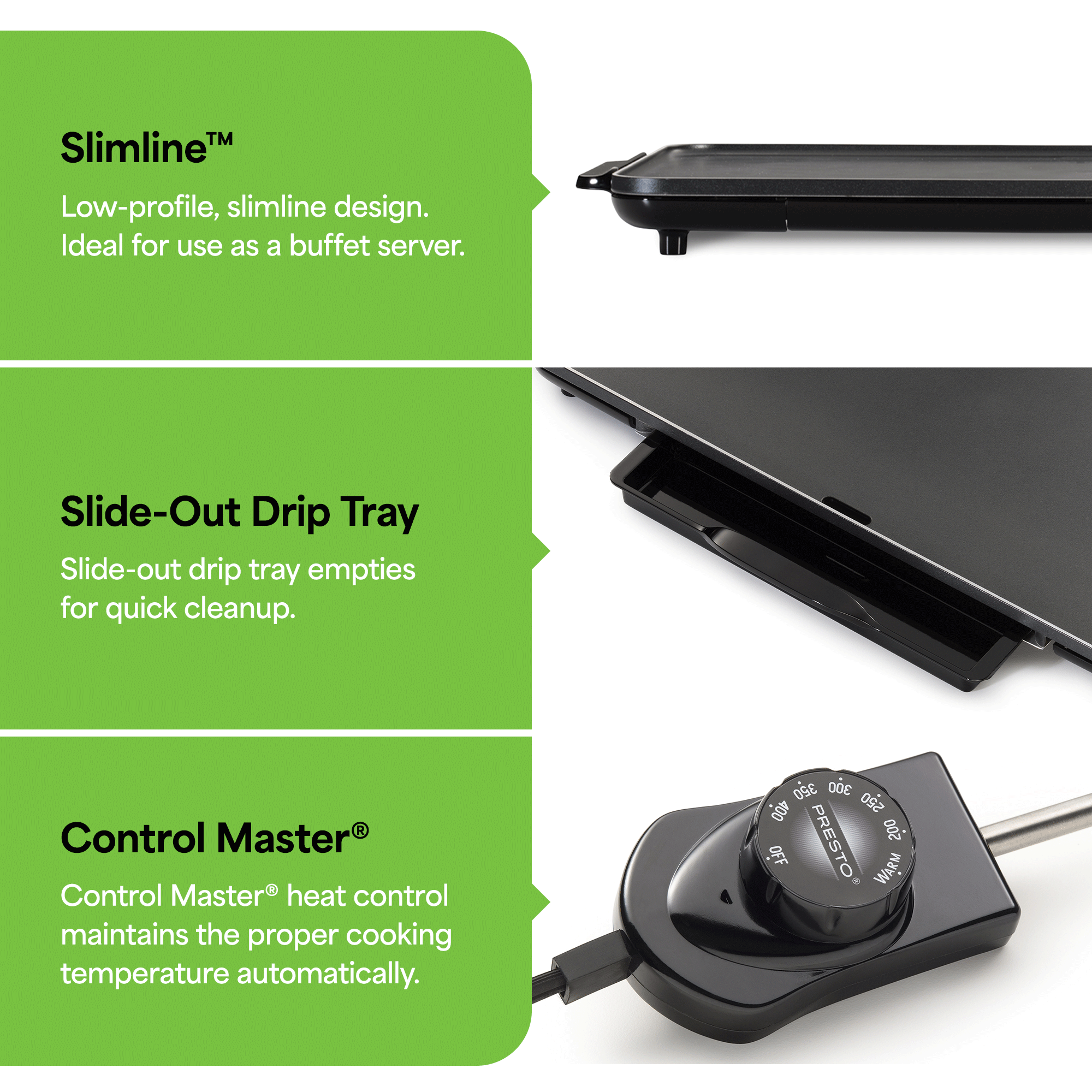 Presto 22" Slimline Griddle with Removable Handles and Ceramic Nonstick Surface - VMInnovations