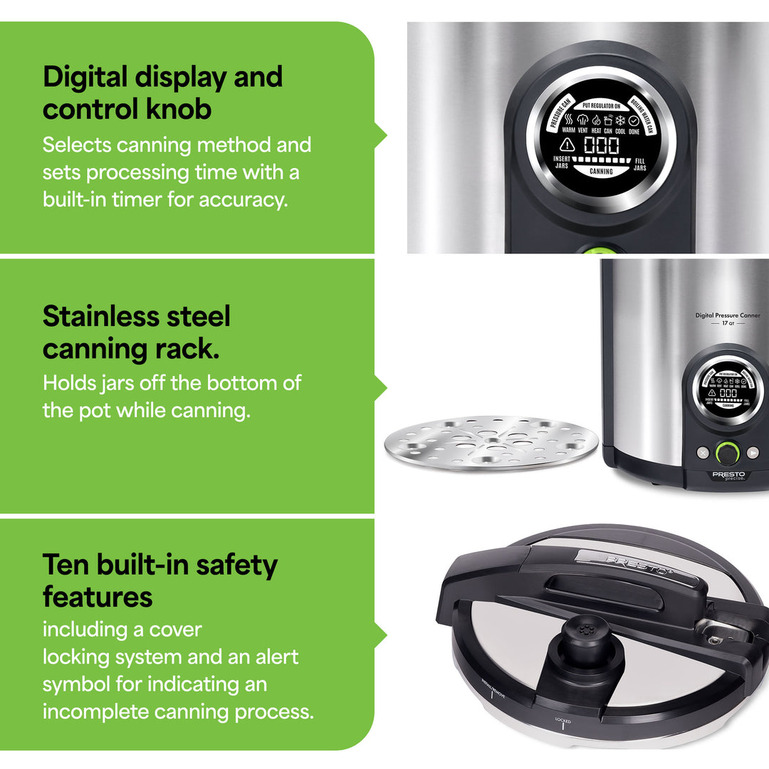 Presto Precise 17 Qt Electric Pressure Canner, Stainless Steel, Silver(Open Box)