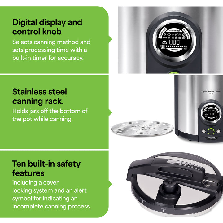 Presto Precise 17 Qt Electric Pressure Canner, Stainless Steel, Silver(Open Box)