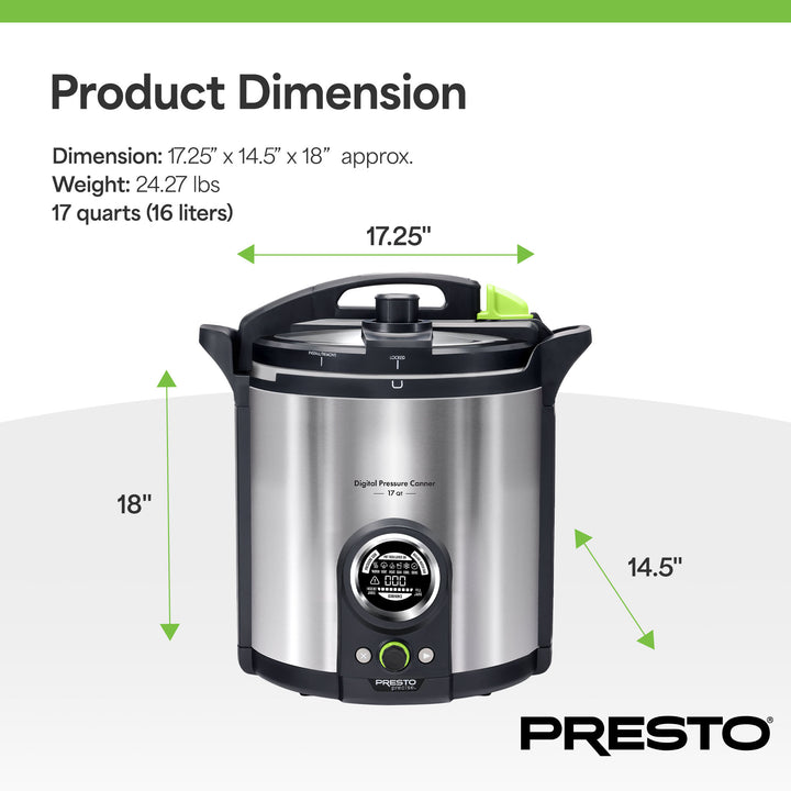 Presto Precise 17 Qt Electric Pressure Canner, Stainless Steel, Silver(Open Box)