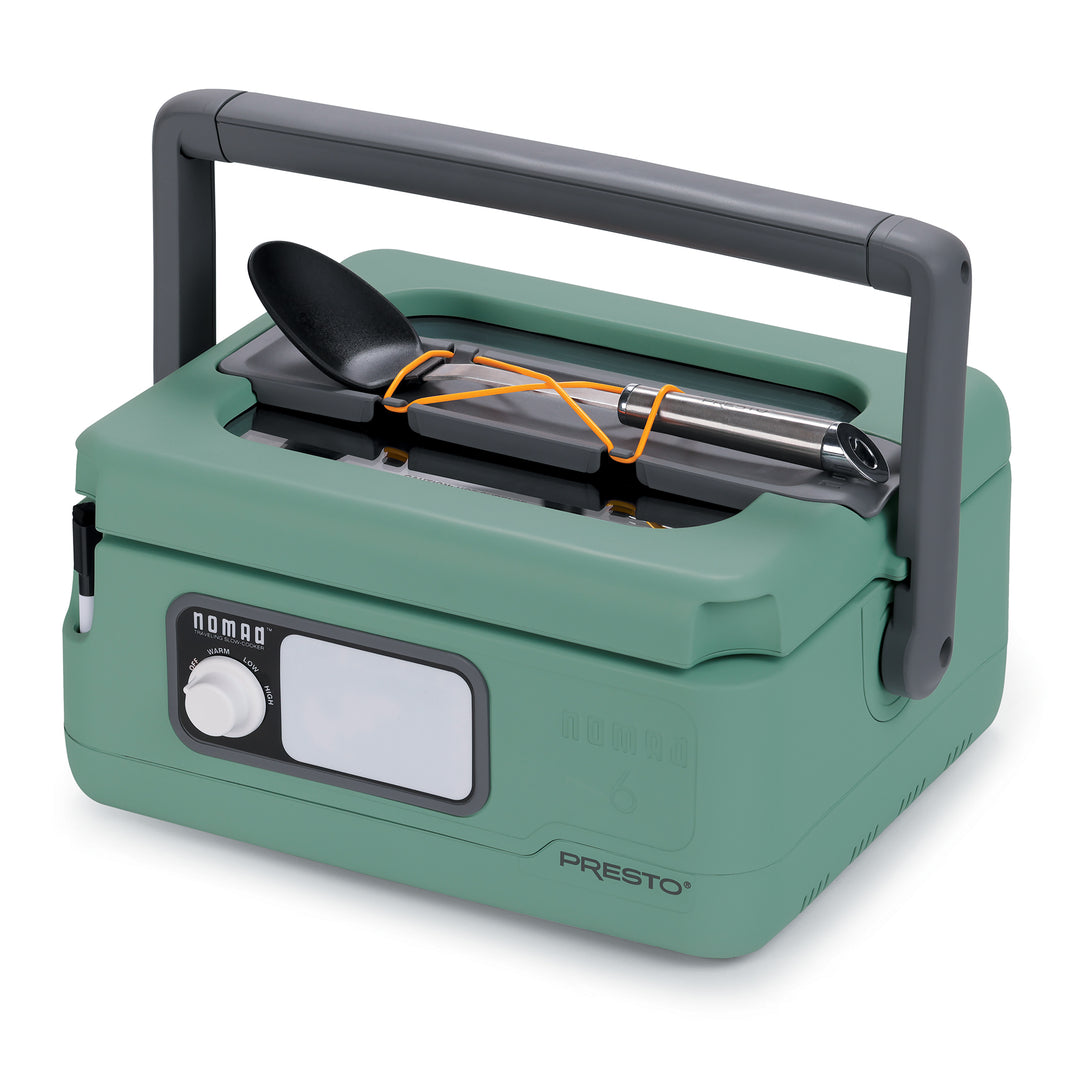 Presto 6 Qt Nomad Portable Electric Slow Cooker w/Locking Lid, Green (Open Box) - VMInnovations