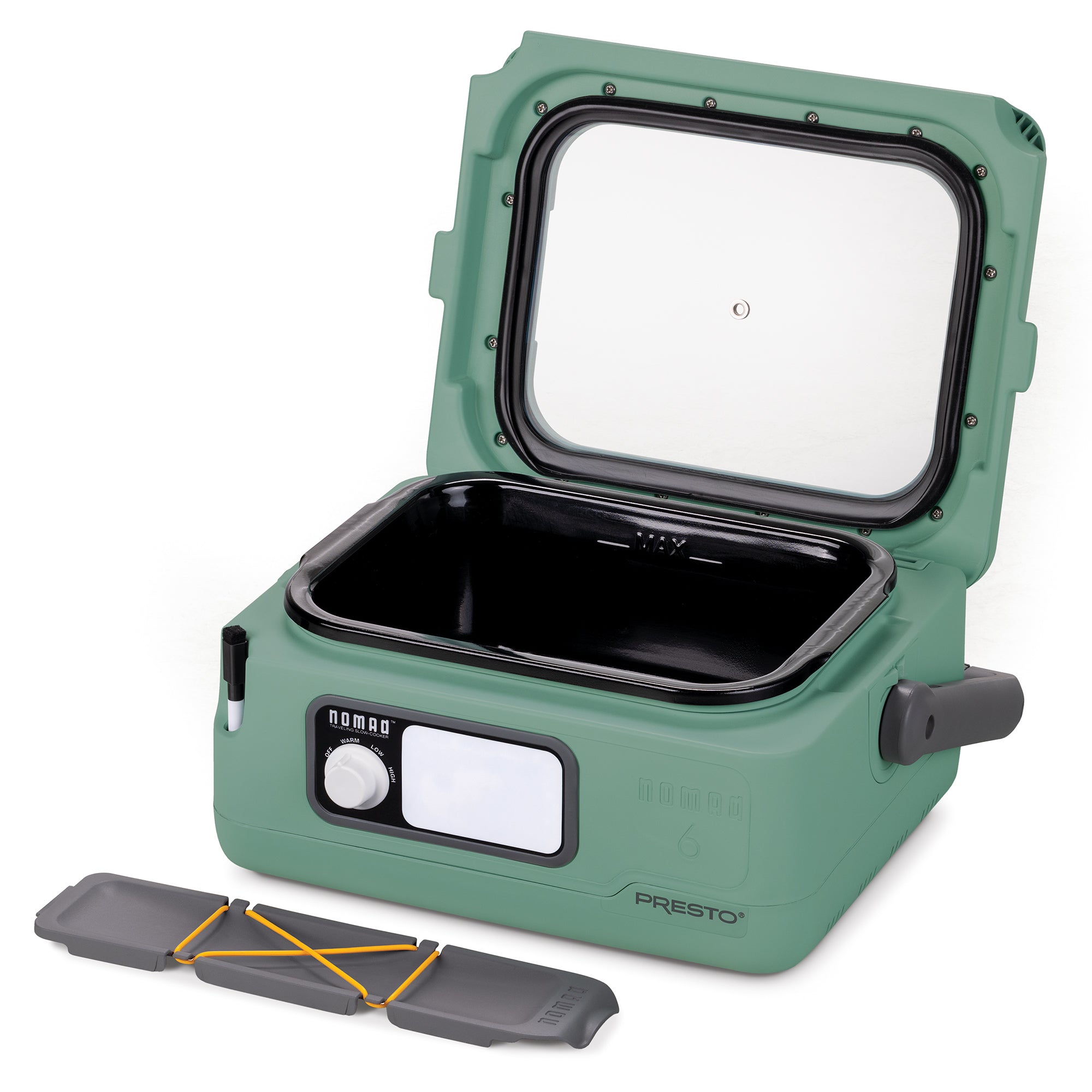 Presto 06016 6 Quart Nomad Portable Electric Slow Cooker with Locking Lid, Green - VMInnovations