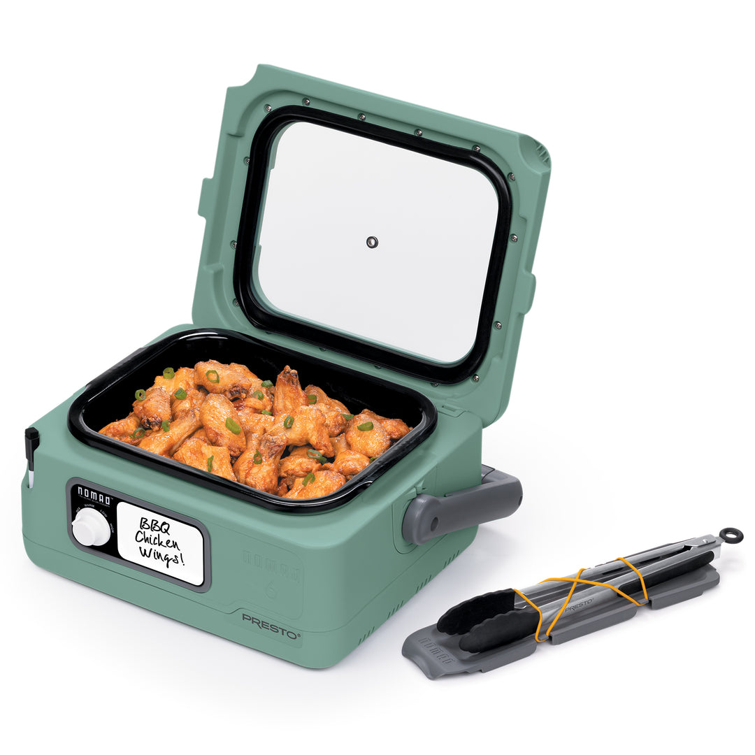 Presto 6 Qt Nomad Portable Electric Slow Cooker w/Locking Lid, Green (Open Box)