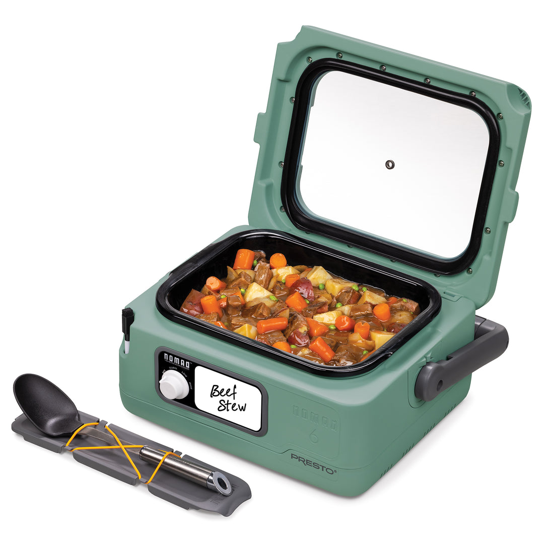 Presto 06016 6 Quart Nomad Portable Electric Slow Cooker with Locking Lid, Green