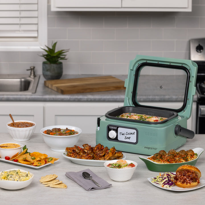 Presto 6 Qt Nomad Portable Electric Slow Cooker w/Locking Lid, Green (Open Box)