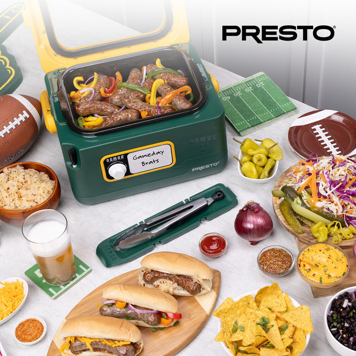 Presto 06019 8 Qt Nomad Portable Electric Slow Cooker, Locking Lid, Green/Gold