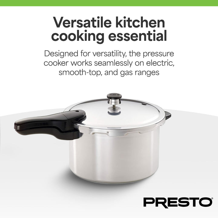 Presto 8qt Aluminum Pressure Cooker, Regulator & Cover Lock, Silver (Used)