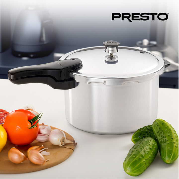 Presto 8qt Aluminum Pressure Cooker, Regulator & Cover Lock, Silver (Used)
