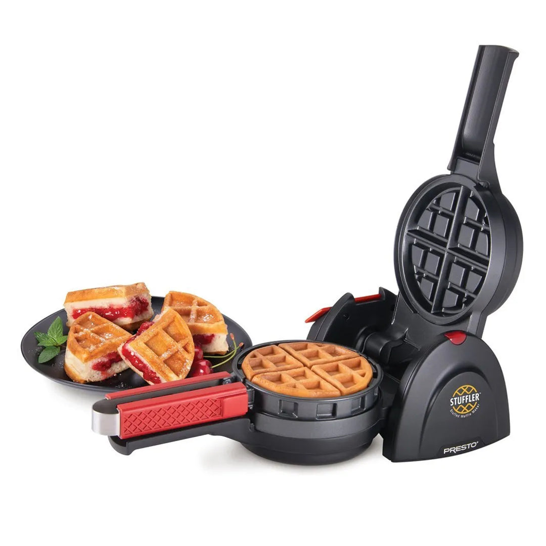 Presto Stuffler Stuffed Belgian Waffle Maker Nonstick Appliance, Large, Black