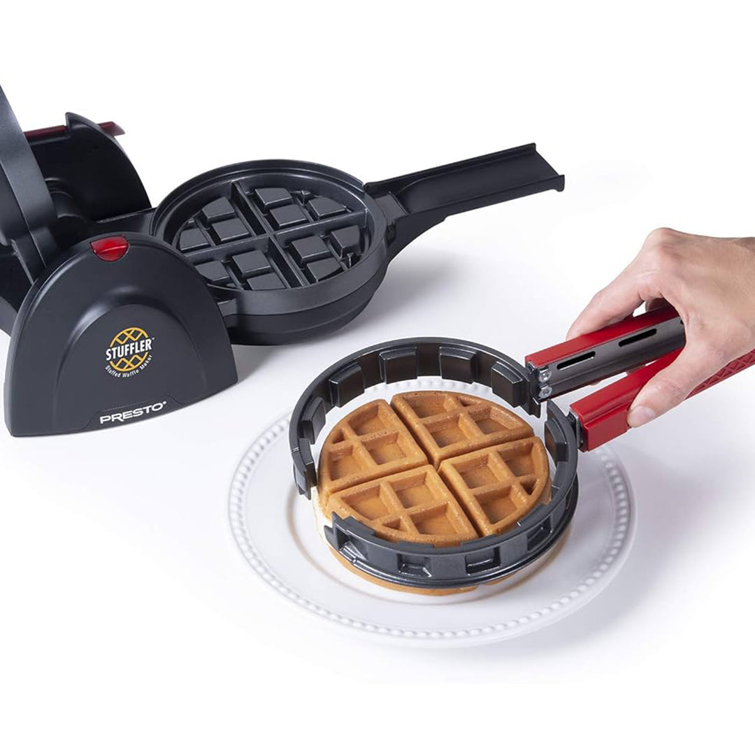 Presto Stuffler Stuffed Belgian Waffle Maker Nonstick Appliance, Large, Black