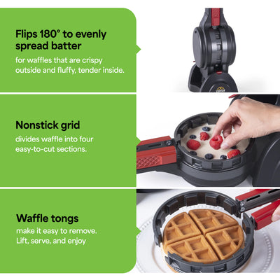 Presto Stuffler Stuffed Belgian Waffle Maker Nonstick Appliance, Large, Black - VMInnovations