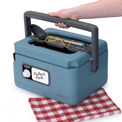 Presto 06017 8 Quart Nomad Portable Electric Slow Cooker with Locking Lid, Blue - VMInnovations