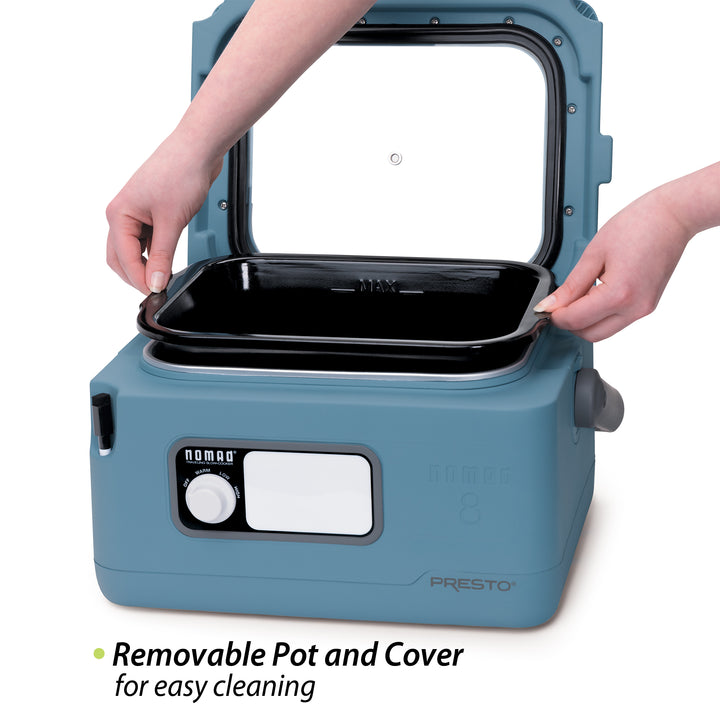 Presto 8qt Nomad Portable Electric Slow Cooker with Locking Lid, Blue (Open Box)