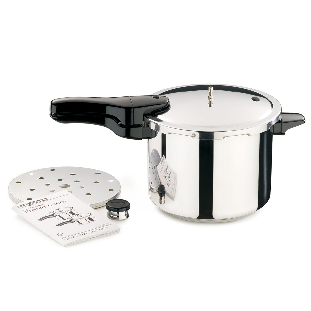 Presto 01362 6 Quart Stainless Steel Pressure Cooker, Tri Clad Base, Silver