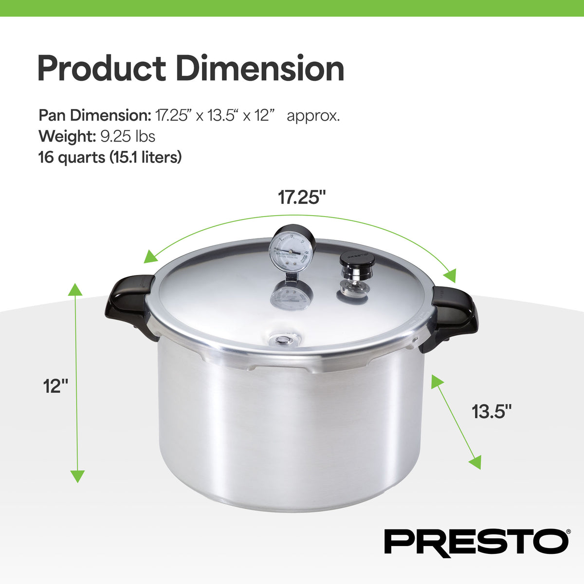 Presto 16 Qt Pressure & Boil Canner, Cooker w/Gauge, Aluminum, Silver (Open Box) - VMInnovations