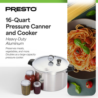 Presto 16 Qt Pressure & Boil Canner, Cooker w/Gauge, Aluminum, Silver (Open Box) - VMInnovations