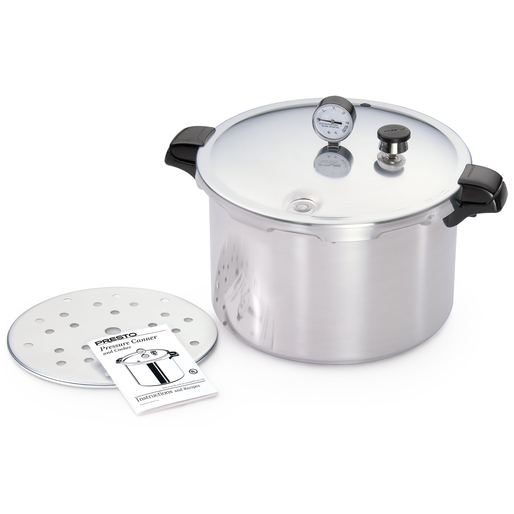 Presto 16 Qt Pressure & Boil Canner, Cooker w/Gauge, Aluminum, Silver (Open Box) - VMInnovations