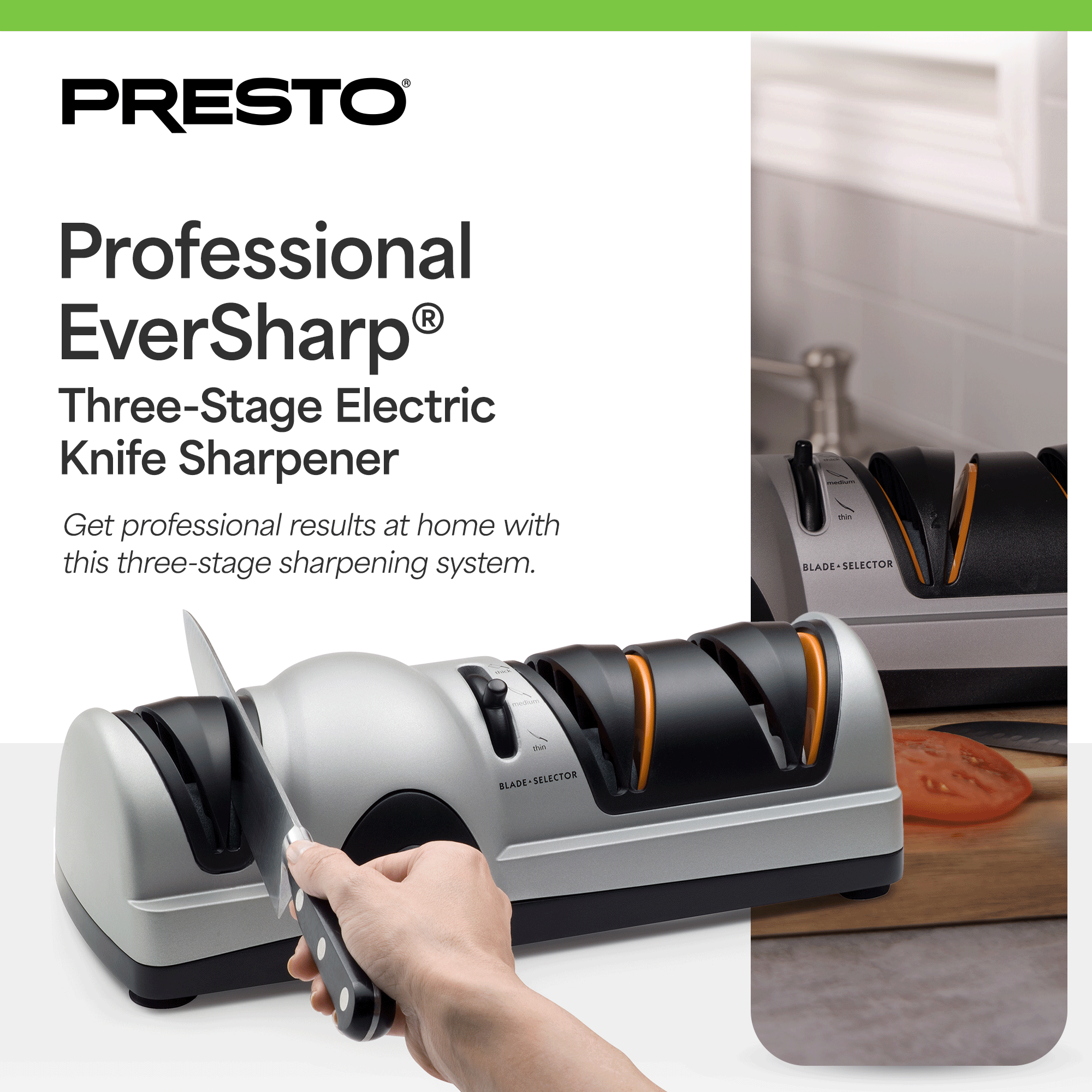 Presto Professional EverSharp Electric Knife Sharpener with 3-Stages (Open Box)