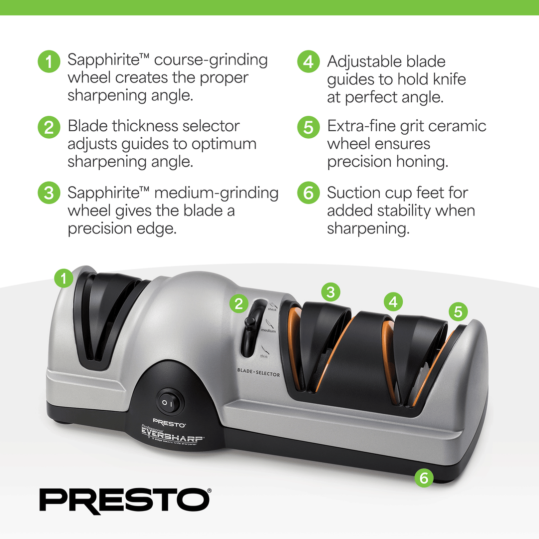 Presto Professional EverSharp Electric Knife Sharpener with 3-Stages (Open Box)