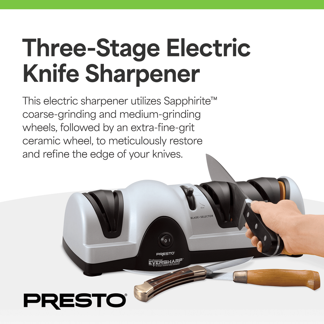 Presto Professional EverSharp Electric Knife Sharpener with 3-Stages (Open Box)