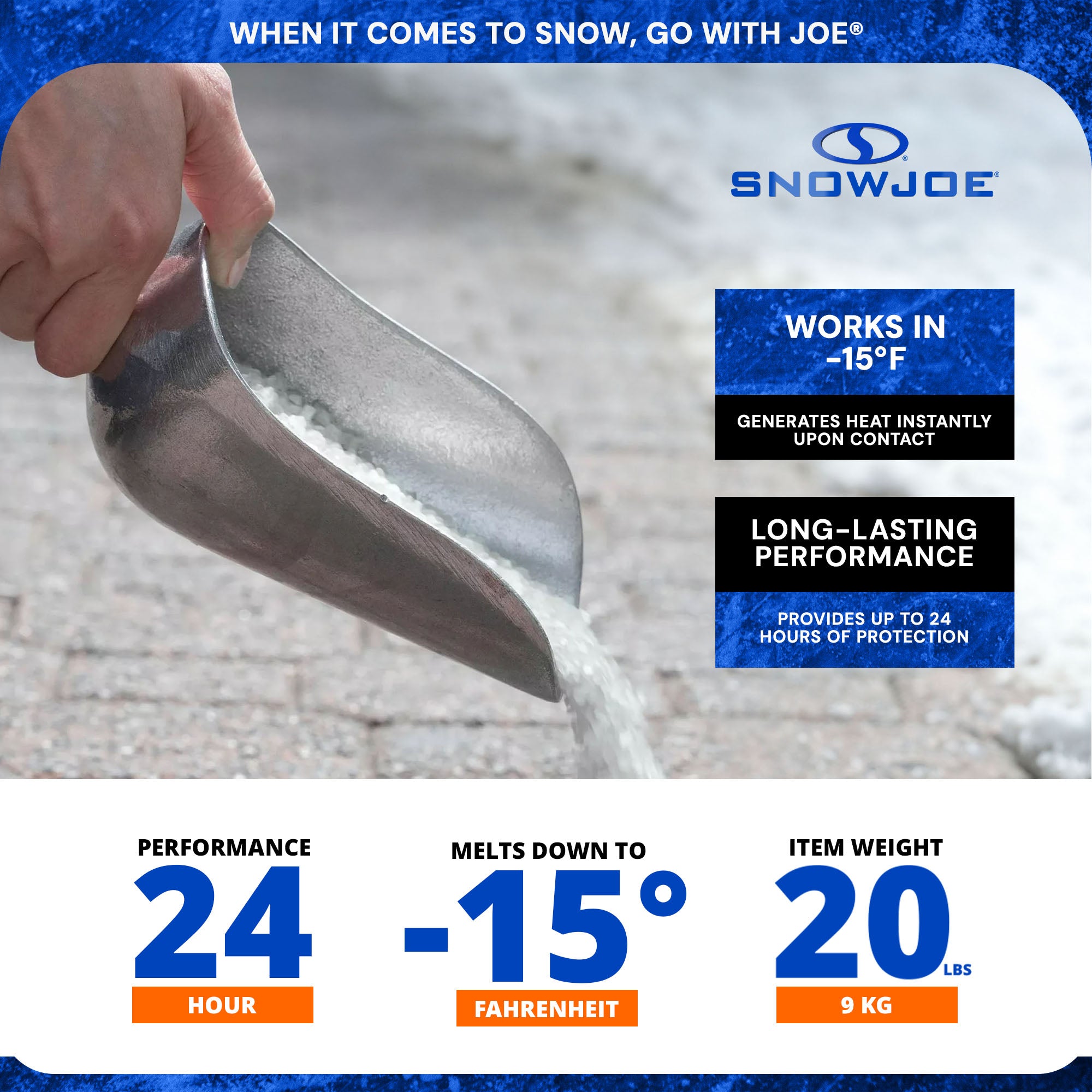 Snow Joe Calcium Chloride Ice Melt Blend Snow Removal, 20 Lbs, Blue - VMInnovations