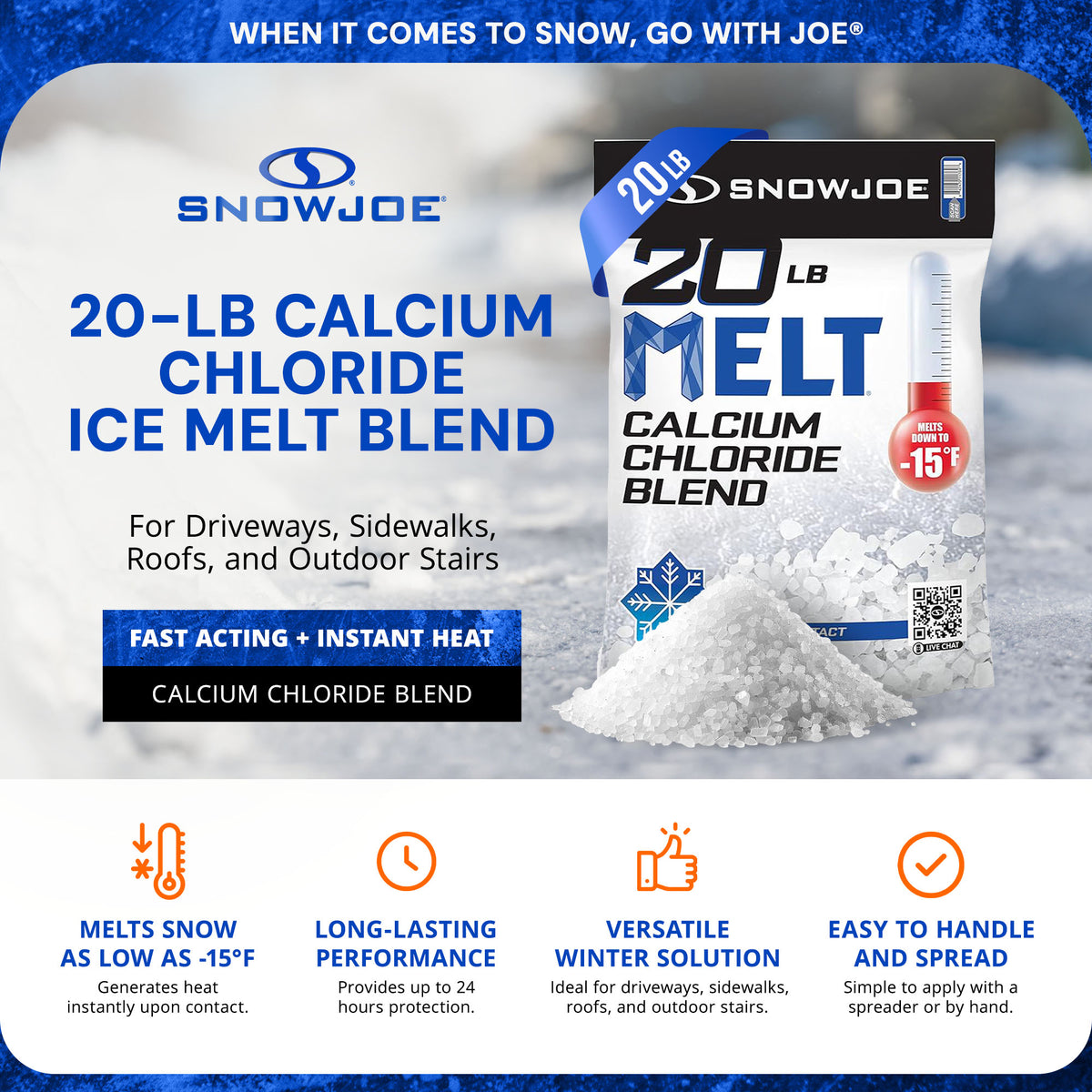 Snow Joe 5 Pack Calcium Chloride Ice Melt Snow Removal, 20 Lbs, Blue, MELT20ESB - VMInnovations