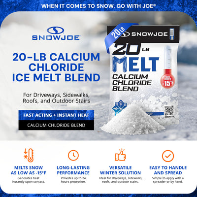 Snow Joe 112 Pack Calcium Chloride Ice Melt Snow Removal, 20 Lb, Blue, MELT20ESB