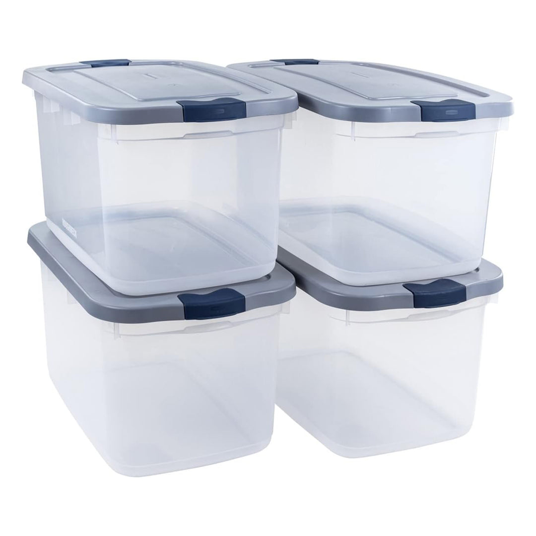 Rubbermaid 4 Pack Roughneck Clear Storage Containers, Stackable Totes, 66 Quart