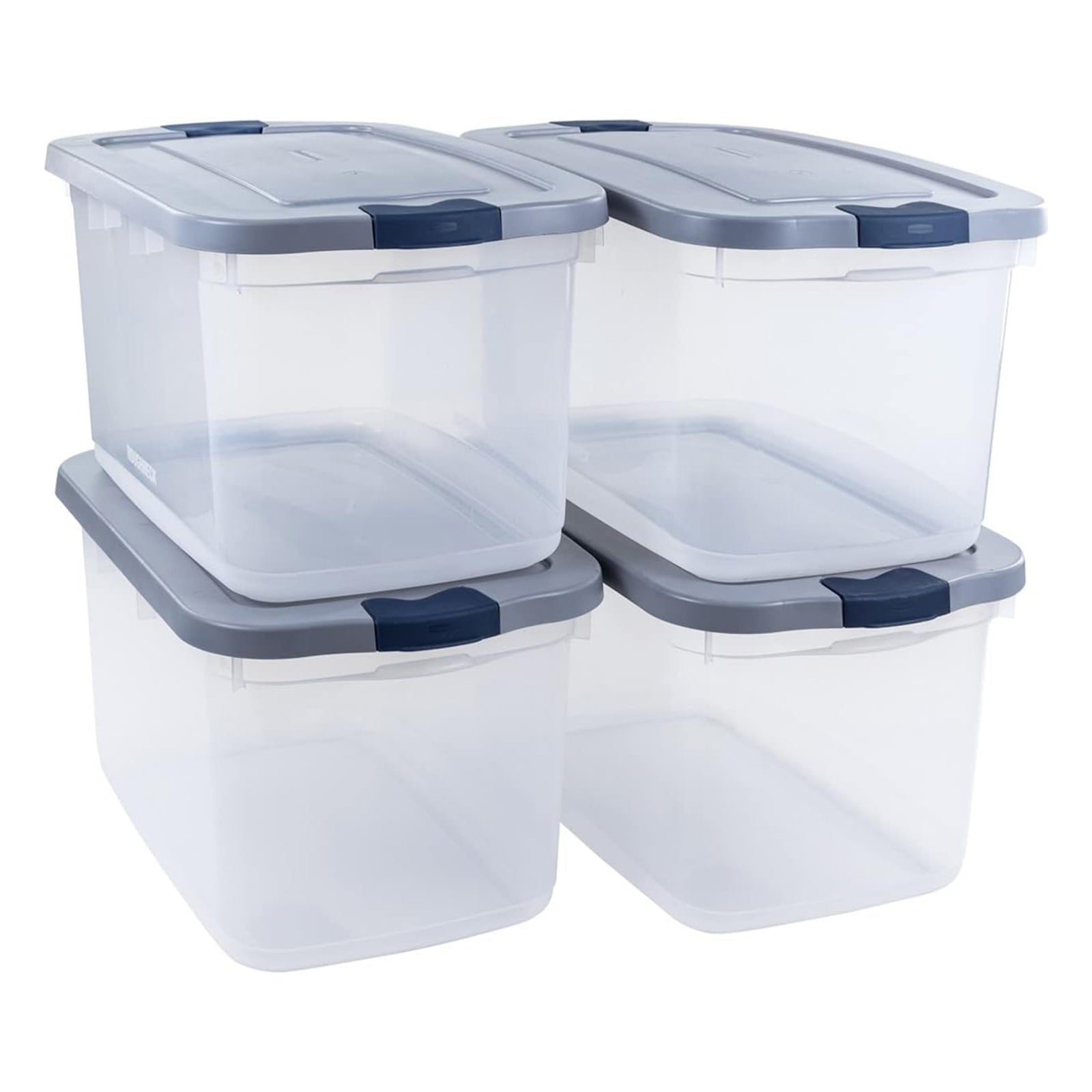 Rubbermaid 4 Pack Roughneck Clear Storage Containers, Stackable Totes, 66 Quart - VMInnovations