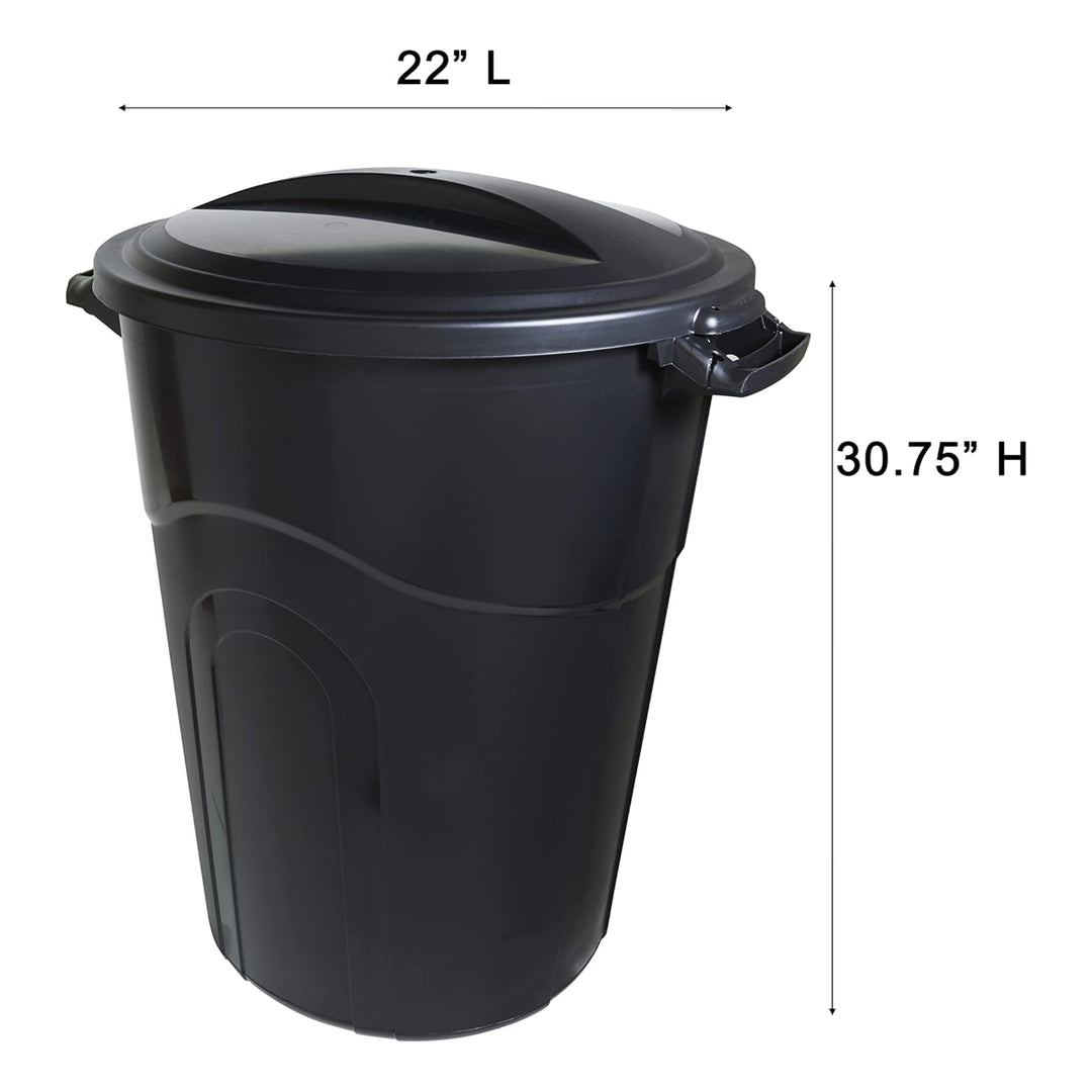 United Solutions 2 Pack 32 Gal Outdoor Garbage Trash Bins, Lids, Handles, Black