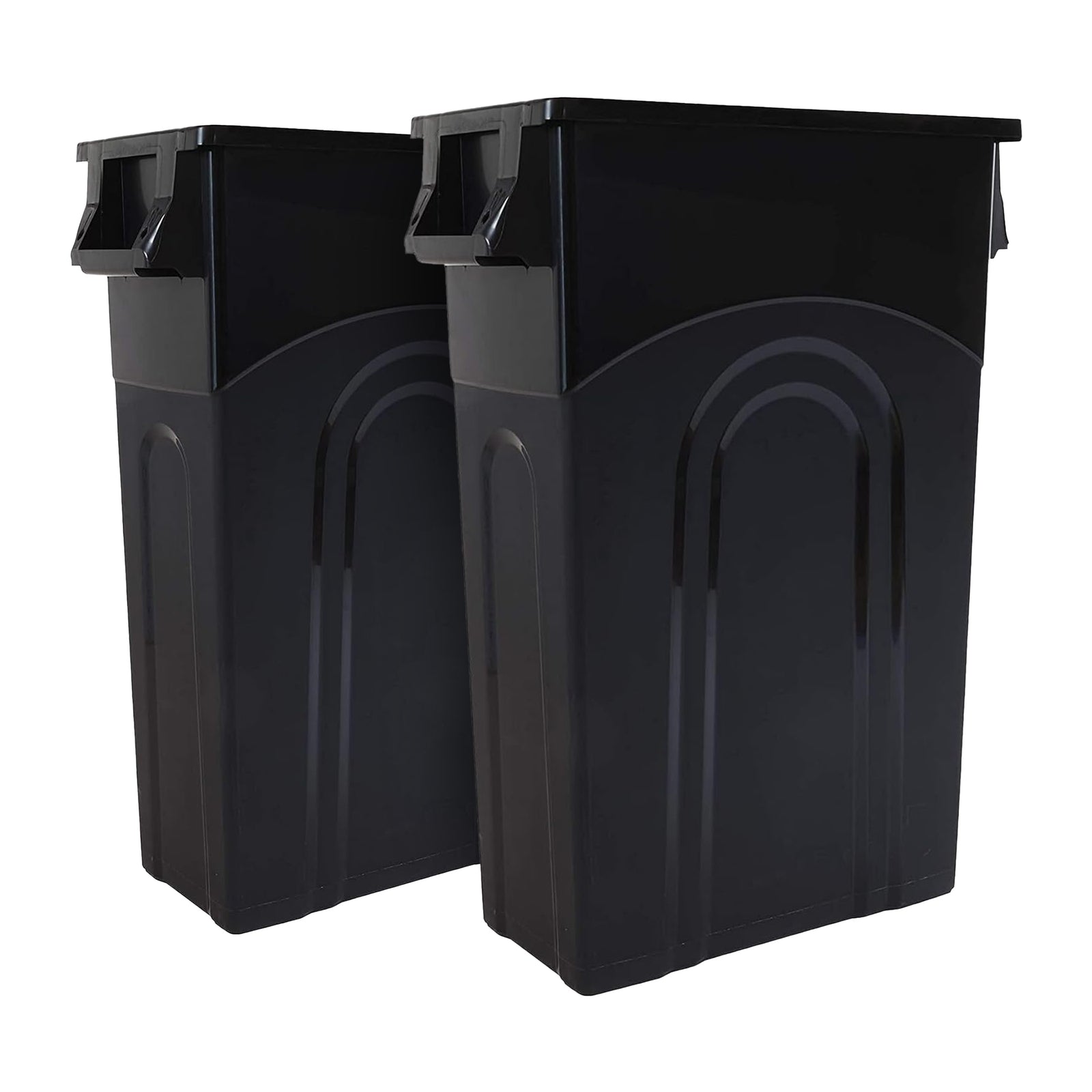 United Solutions 2 Pack 23 Gal Kitchen Trash Can Garbage Bins, Highboy, Black - VMInnovations