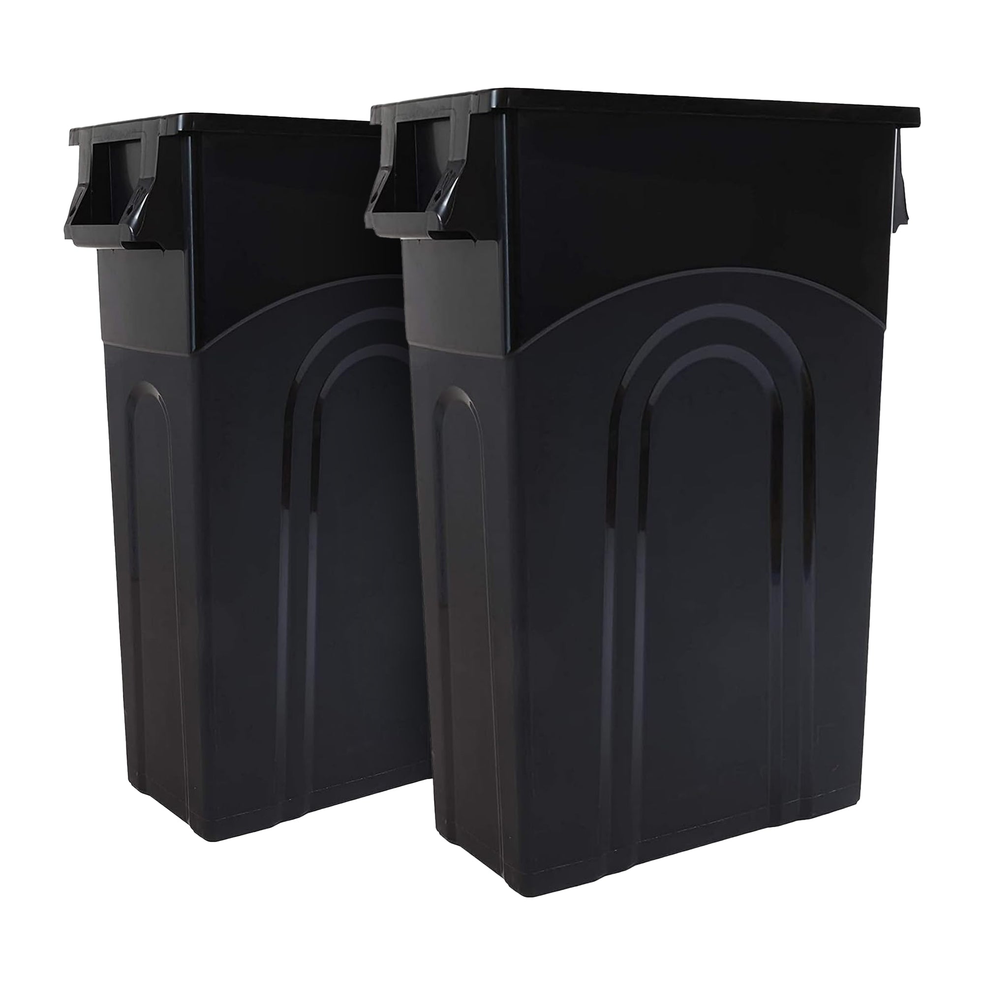 United Solutions 2 Pack 23 Gal Kitchen Trash Can Garbage Bins, Highboy, Black - VMInnovations