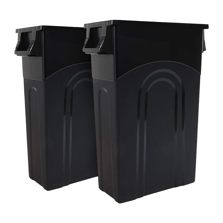 United Solutions 2 Pack 23 Gal Kitchen Garbage Bins, Highboy, Black (Open Box)
