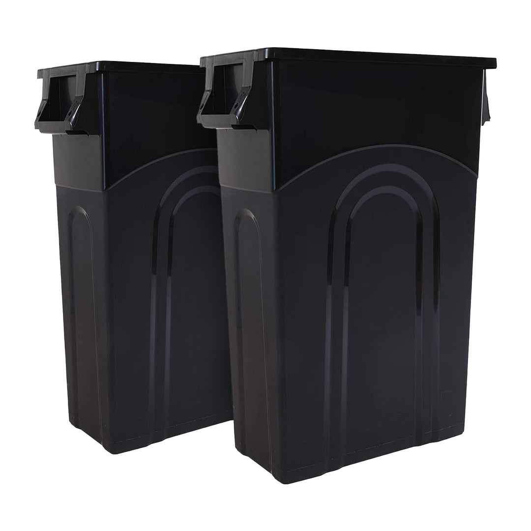 United Solutions 2 Pack 23 Gal Kitchen Garbage Bins, Highboy, Black (Open Box)