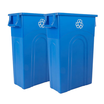 United Solutions 2 Pack 23 Gal Kitchen Trash Can Garbage Bins, Highboy, Blue - VMInnovations