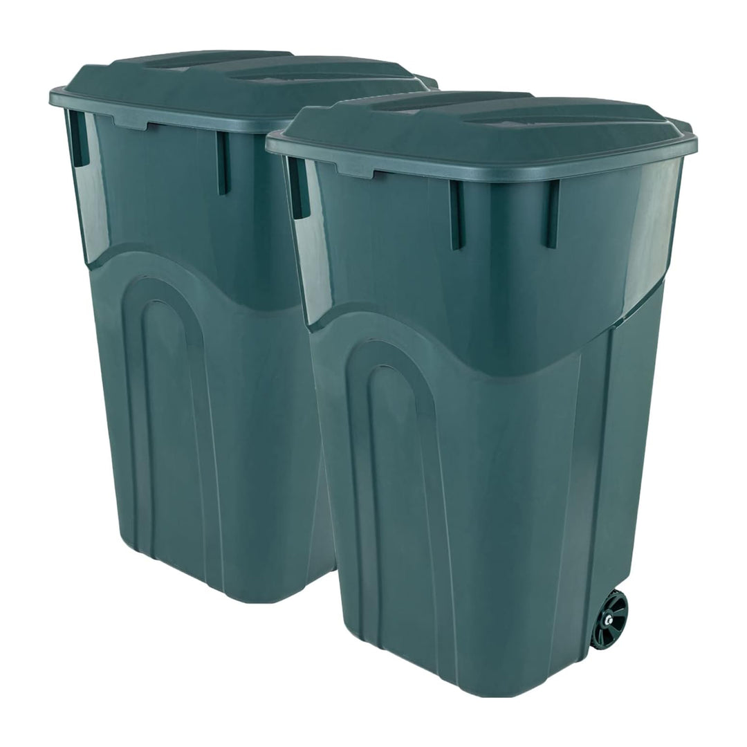 United Solutions 2 Pack 32 Gal Outdoor Garbage Can Trash Bins ECOSolution, Green