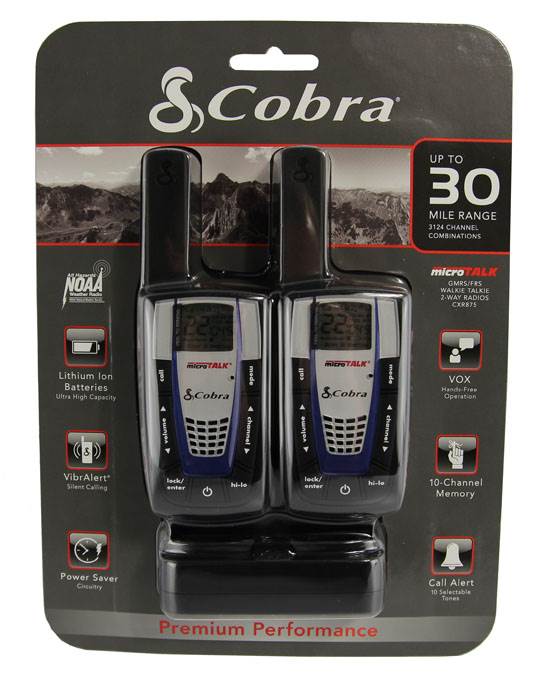 2) COBRA CXR875 30 Mile 22 Channel FRS/ GMRS Walkie Talkie 2-Way Radios