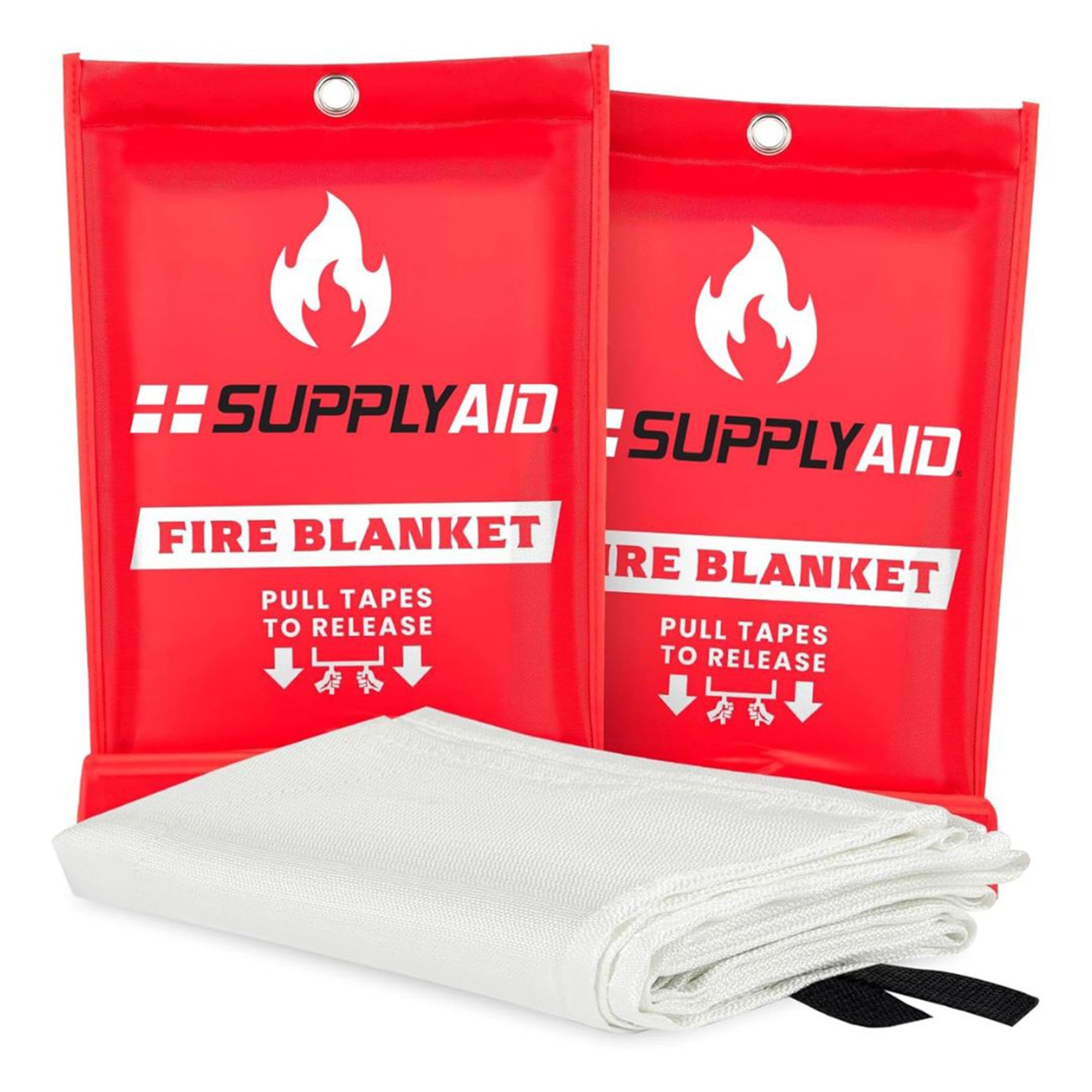 SupplyAID 12 Pack Emergency Fire Blanket for Camping and Safety Supplies, White