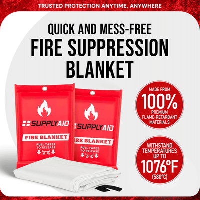 SupplyAID 12 Pack Emergency Fire Blanket for Camping and Safety Supplies, White
