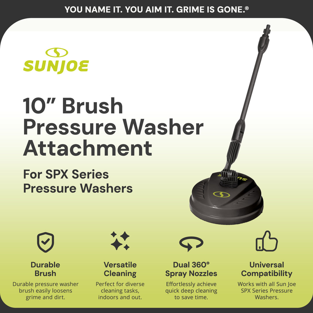 Sun Joe Portable 10 Inch Pressure Washer Attachment, Multi Surface, Green/Black