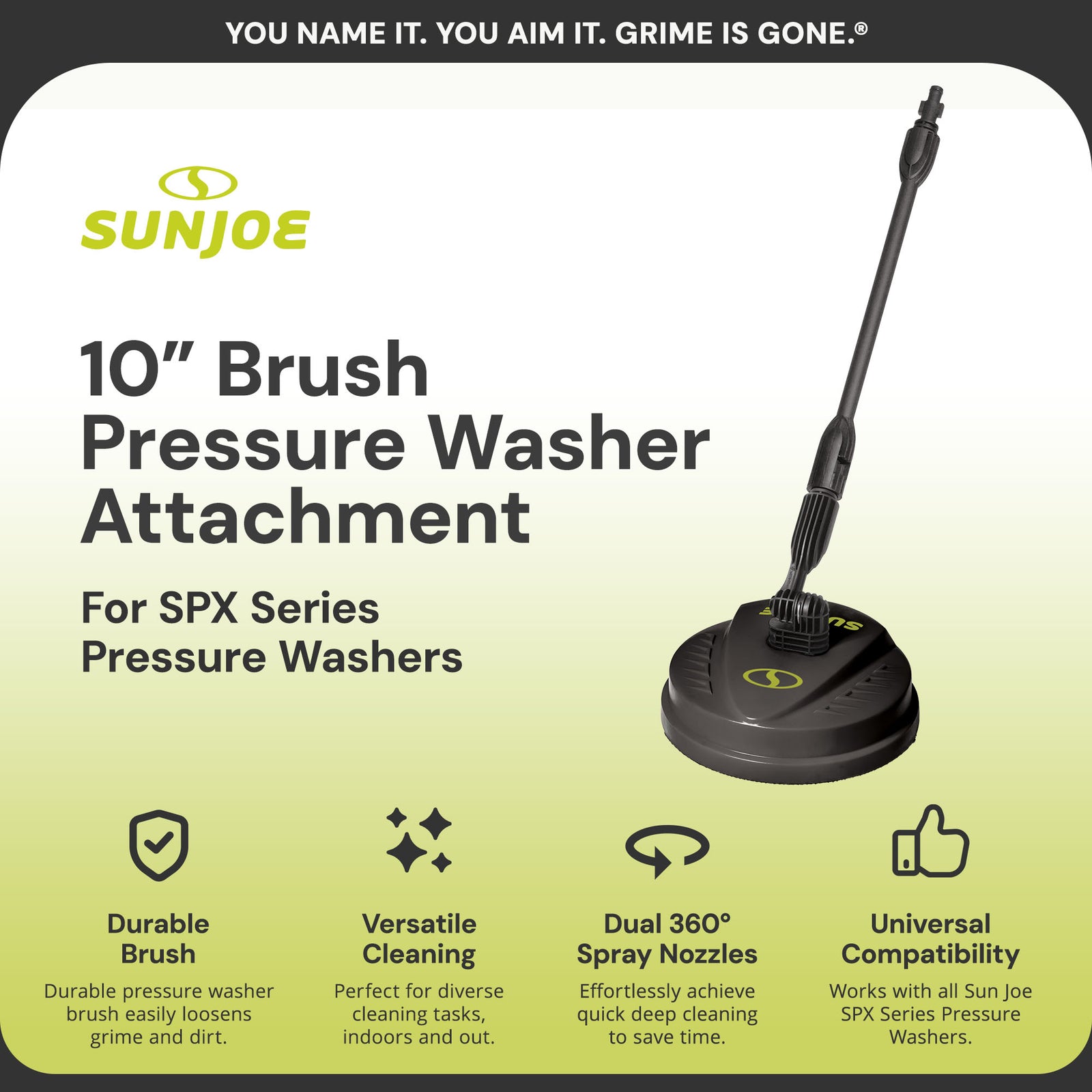 Sun Joe 10" Pressure Washer Attachment, Multi Surface, Green/Black (Open Box) - VMInnovations