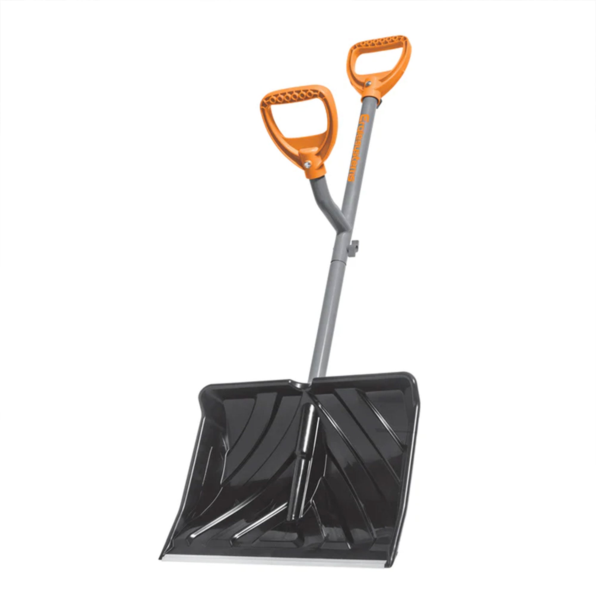 ErgieShovel 18” Steel Snow Shovel, 34.5” Shaft, Push Scoop, Orange (Open Box)