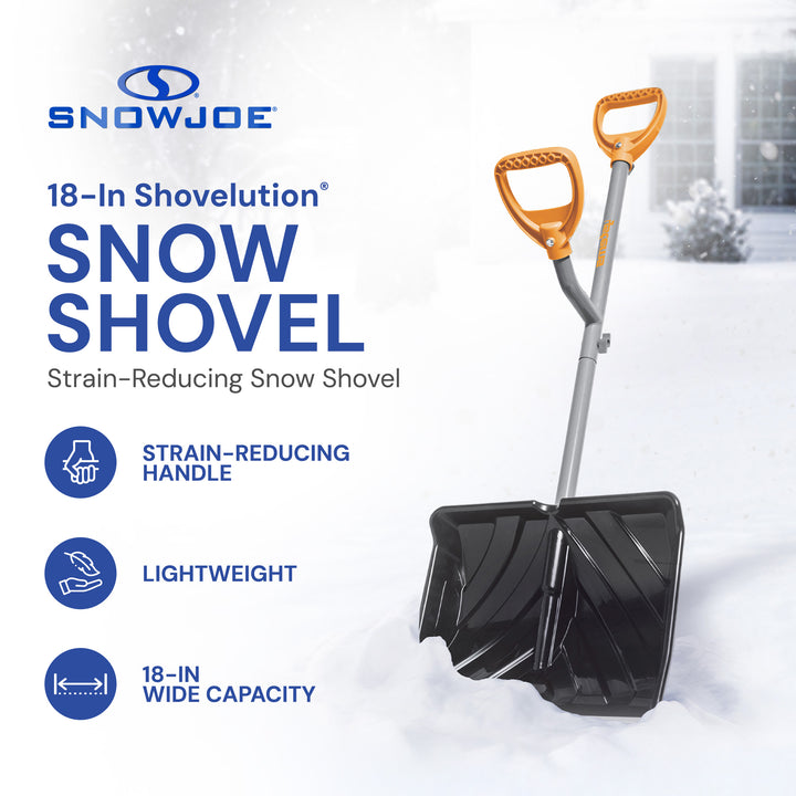 ErgieShovel Ergonomic Snow Shovel with 18-Inch Push Scoop Blade and 34.5-Inch Steel Shaft, 4 Lb – Heavy-Duty Lightweight Shoveling Tool for Ice Removal, ERG-SNSH18 - VMInnovations