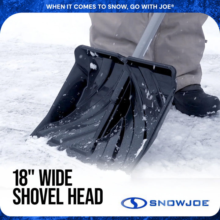 ErgieShovel 18” Steel Snow Shovel, 34.5” Shaft, Push Scoop, Orange (Open Box)
